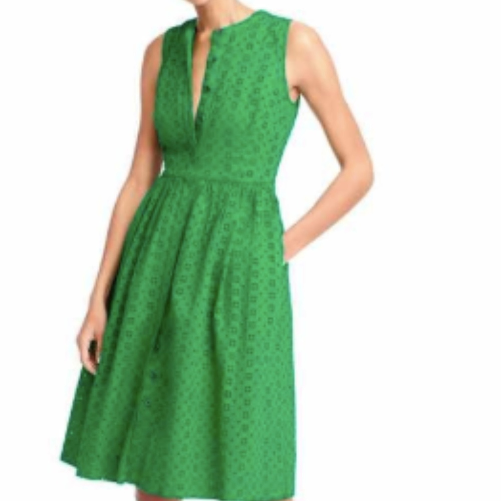 Green JCrew Eyelet Shirtdress